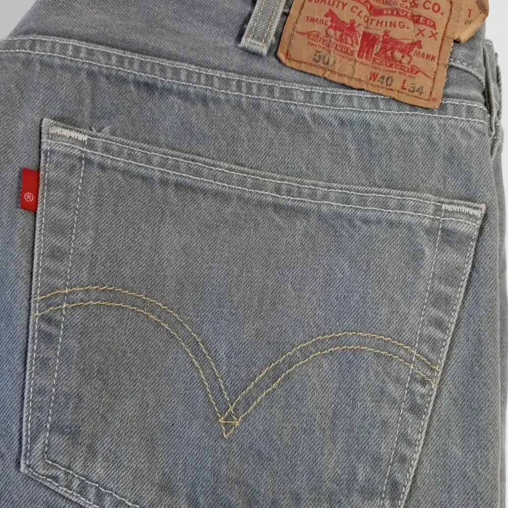 Vintage Levi's Original 501 Cotton Men's Gray Straight Leg Button Fly 40…
